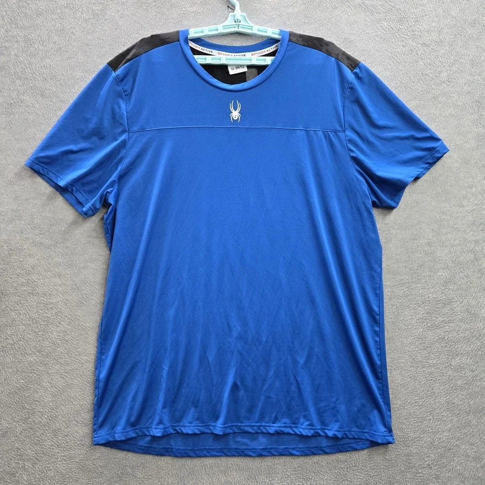 Spyder Men Shirt XXL Blue Spider Logo Embroidery Camouflage‎